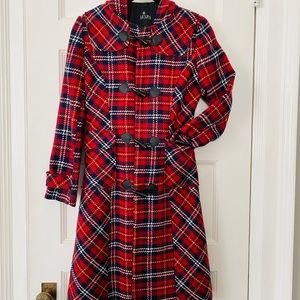 Red plaid toggle light coat P/XS by Le Lis Blanc